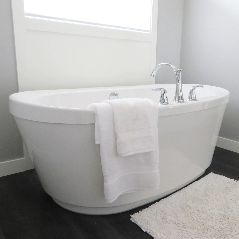 newly installed small bathtub